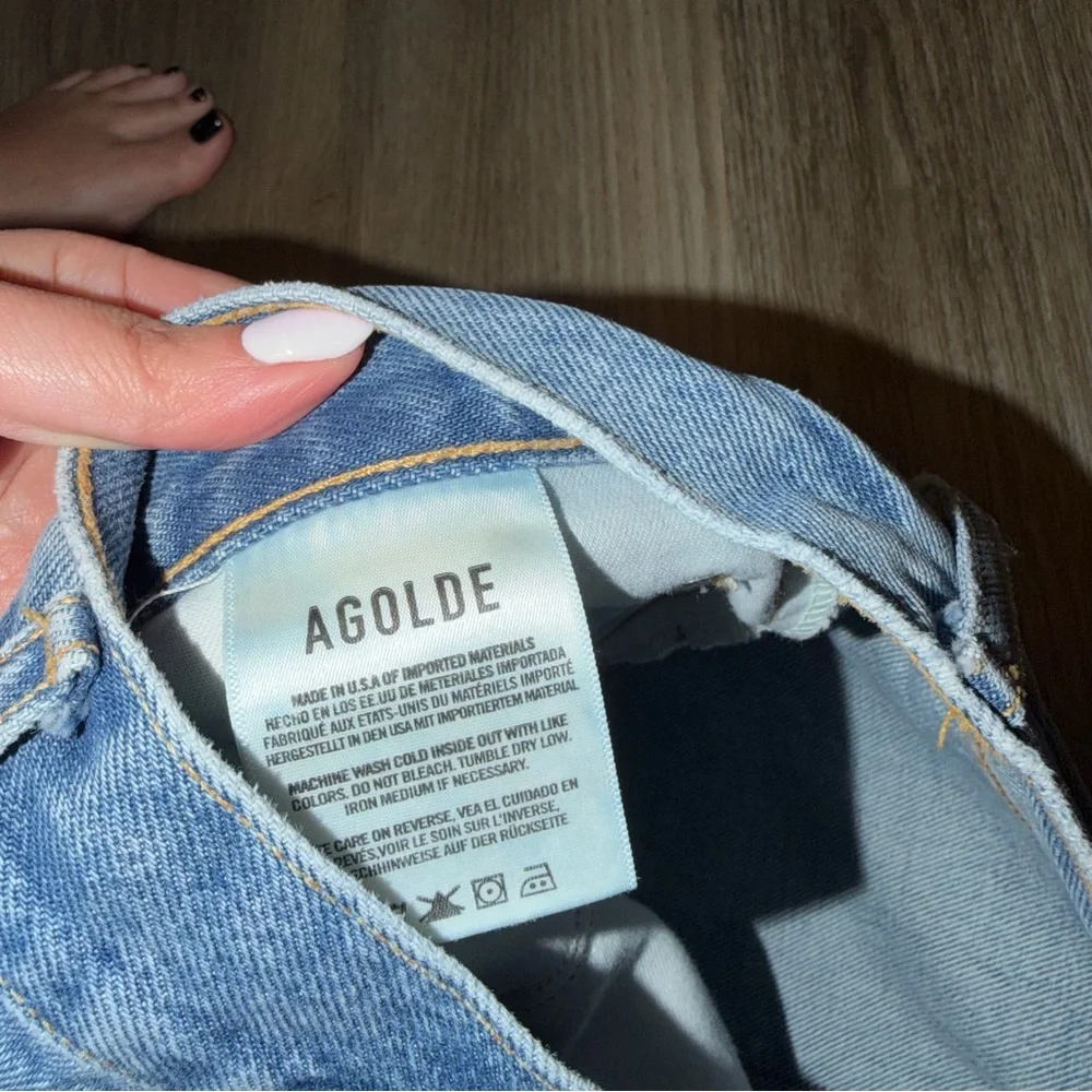 AGOLDE 90's Jean Distressed High Rise Straight Leg Blue Denim Size 31‎ A069C-811
